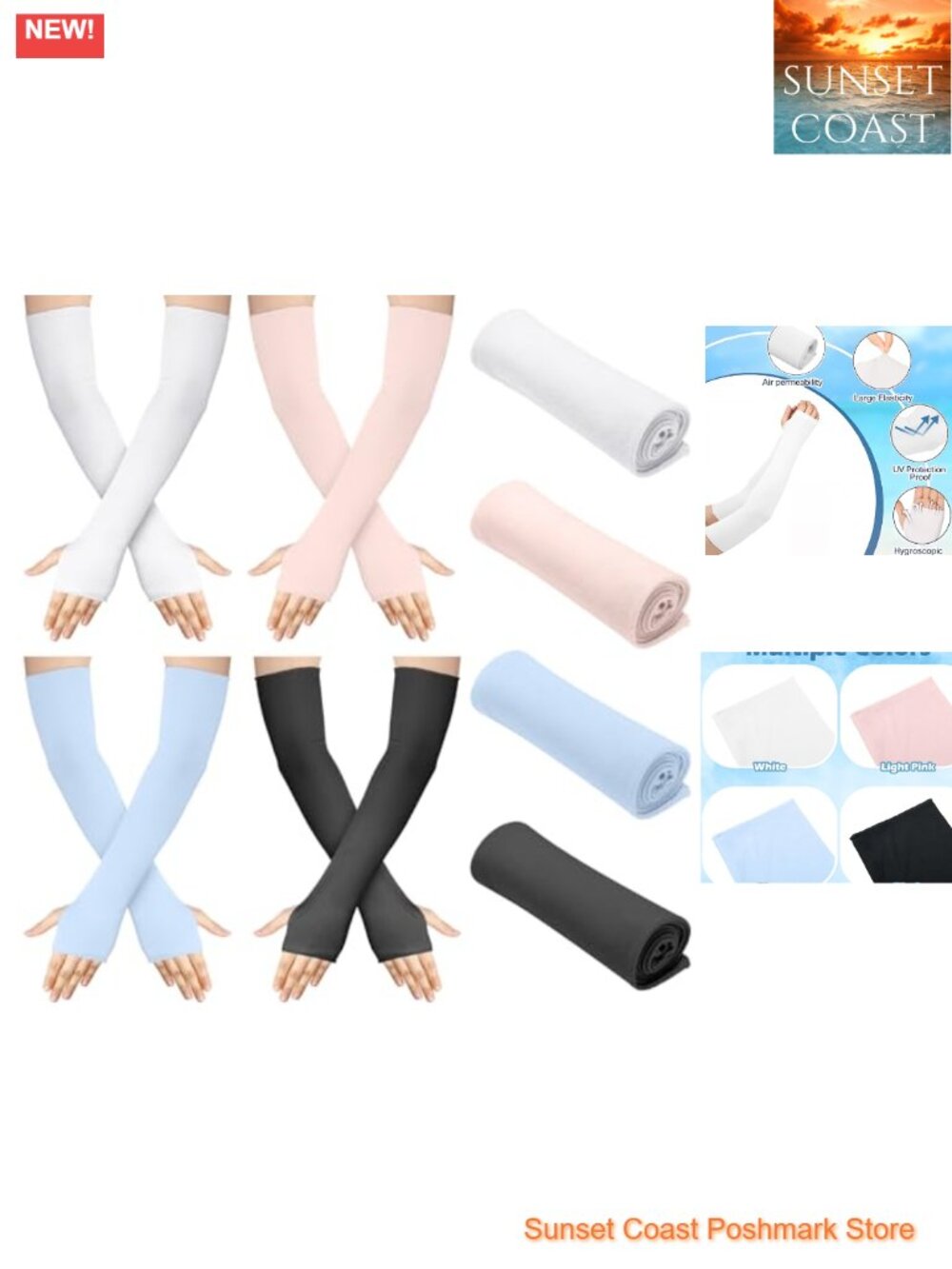 4 Pack Fingerless Sun Gloves UV Protection Driving